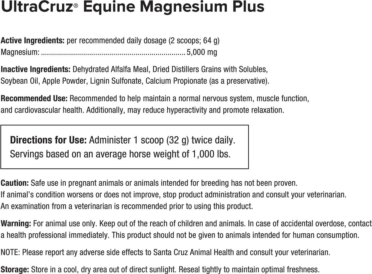 UltraCruz Equine Magnesium Plus Pellet Horse Supplement