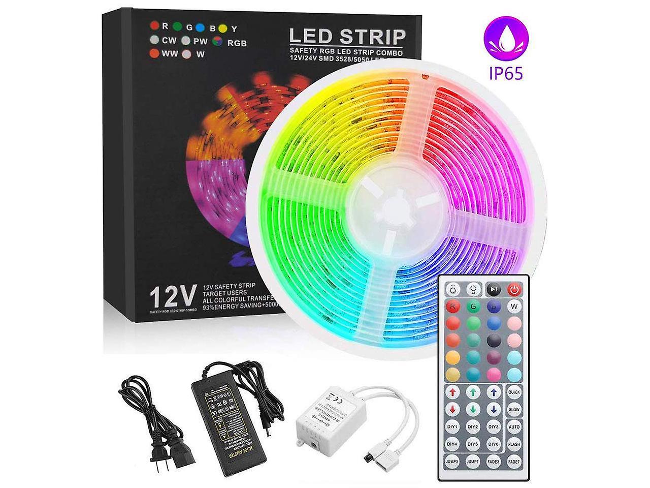 Led Strip Lights With Remote 300 Leds 16.4ft Light Stripe With Rgb 5050 Led 16 Color Changing And 4 Modes Dimmable Led Stripe Lights 12v Stripe Light