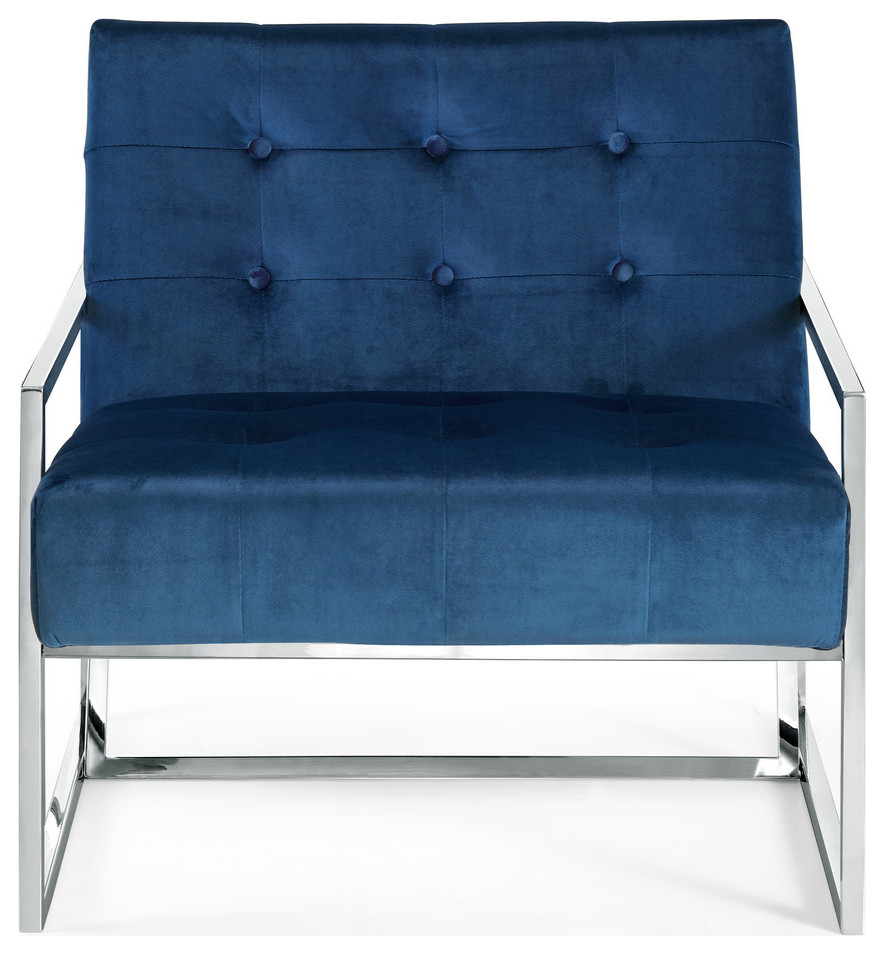 Alexis Chrome Accent Chair   Contemporary   Armchairs And Accent Chairs   by Meridian Furniture  Houzz