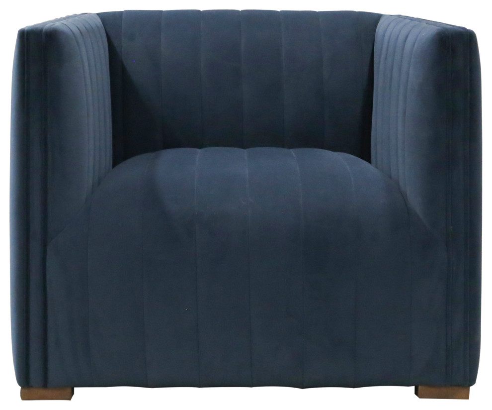 Soft Sapphire Navy Club Chair  Channeled   Contemporary   Armchairs And Accent Chairs   by Design Tree Home  Houzz