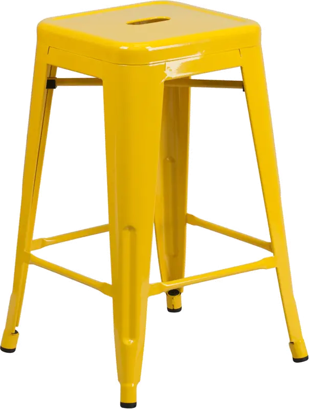 Yellow Metal Stackable Counter Height Stool