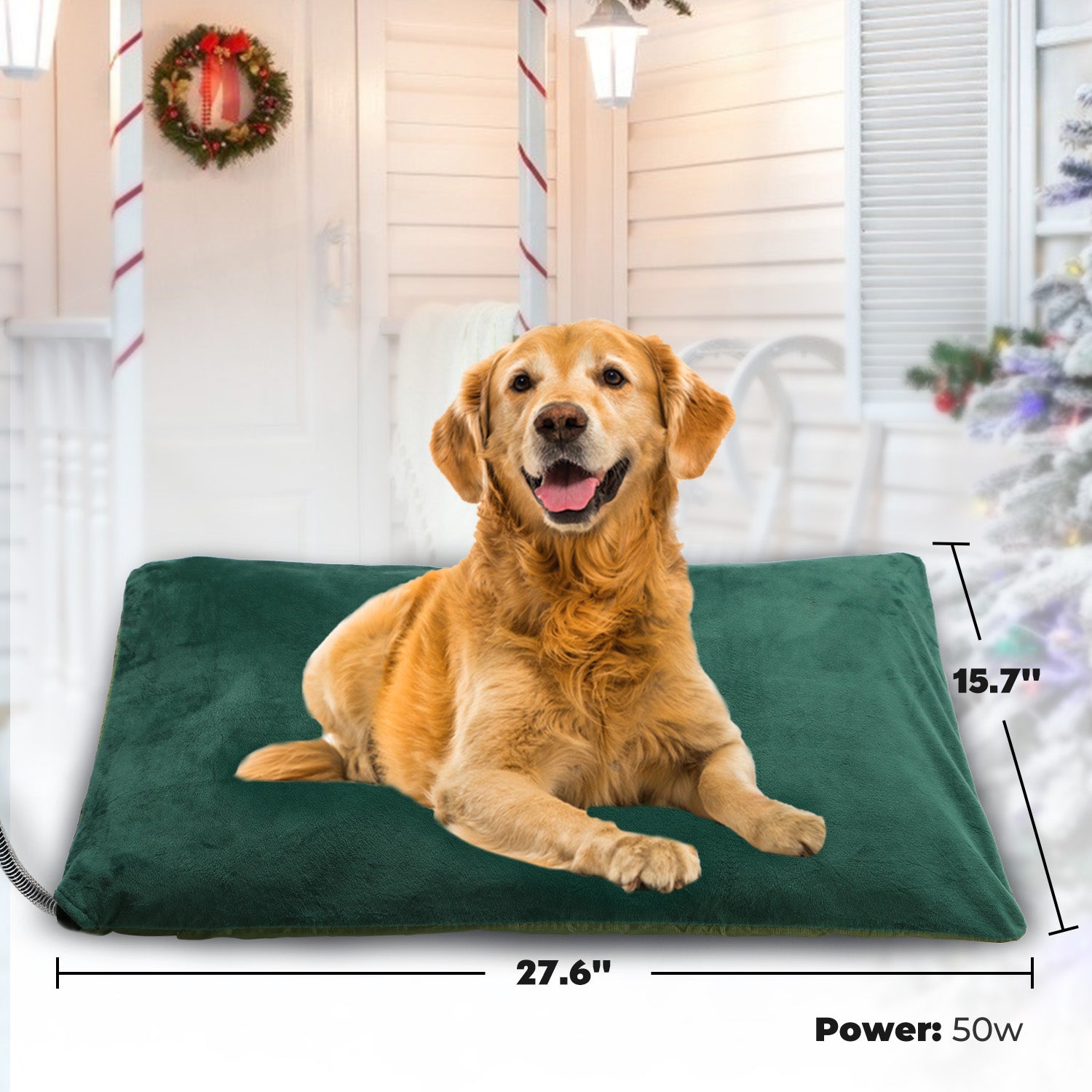 Green Outdoor Pet Heating Pad for Dogs and Cats， 35.4'' x 23.6''