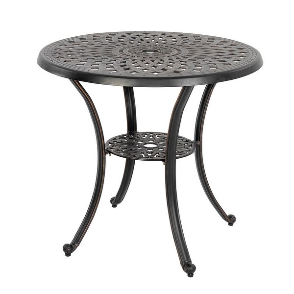 Outdoor 31'' Round Cast Aluminum Bistro Table with 2.28'' Umbrella Hole