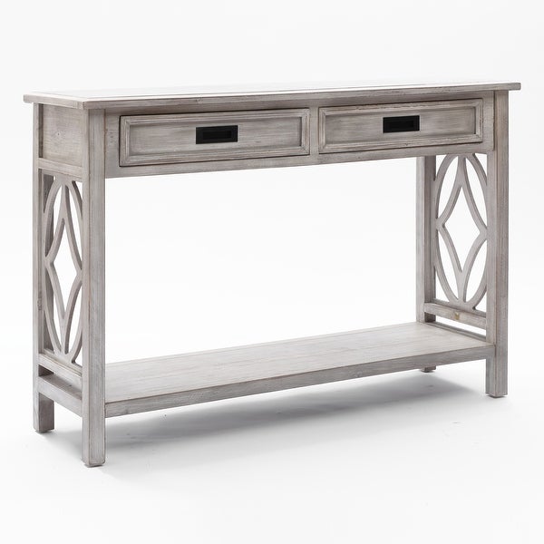 Grey Washed Wood 2-Drawer 1-Shelf Console and Entry Table - 32.7