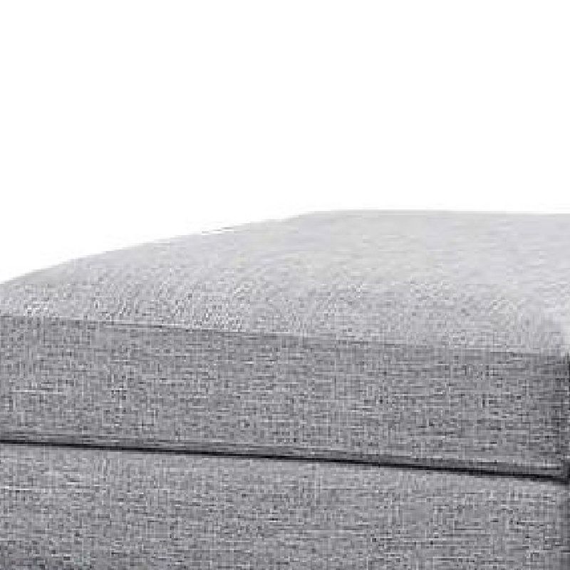 Fabric Upholstered Ottoman With Tappered Wooden Legs， Light Gray and Brown