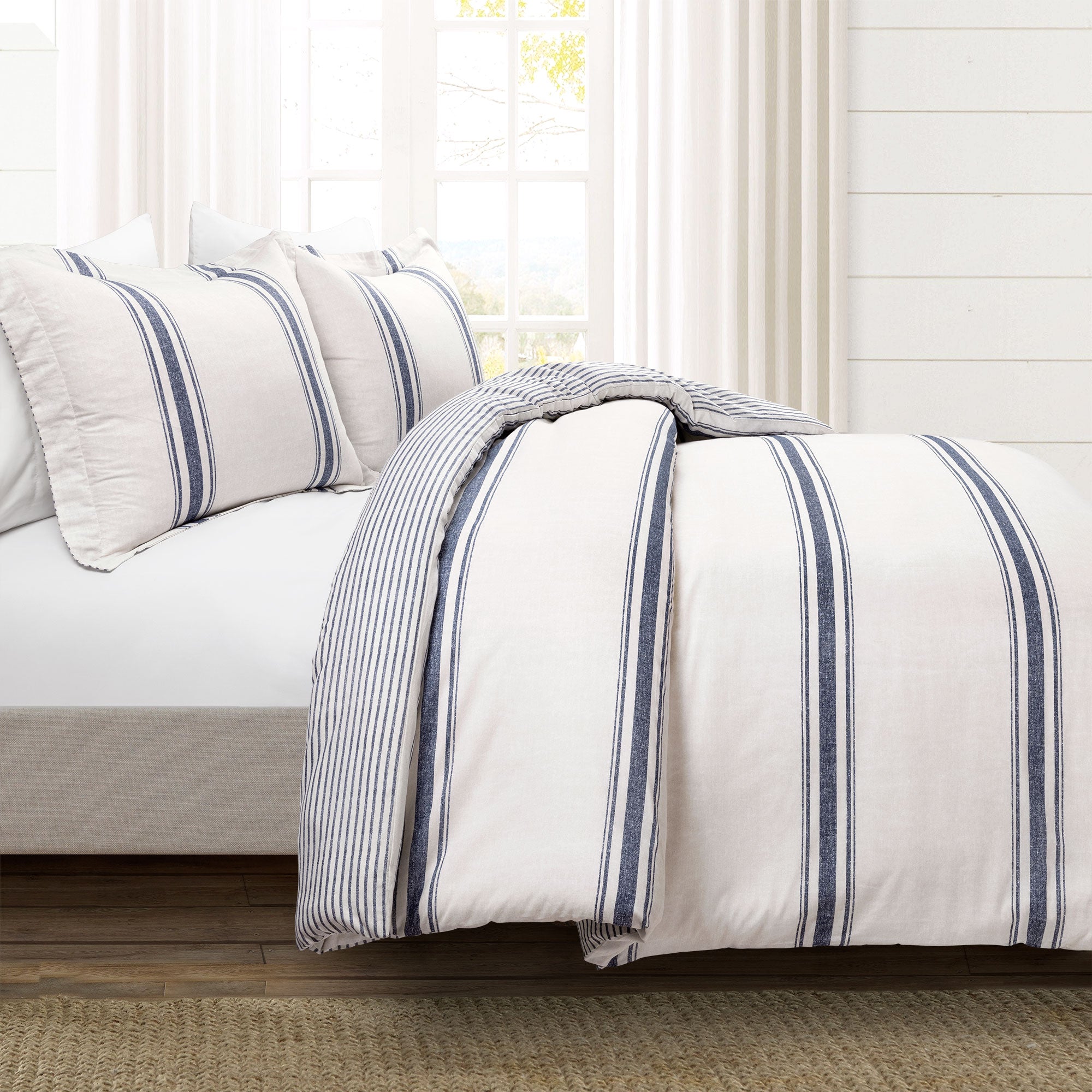 Farmhouse Stripe 100% Cotton Duvet Cover Set