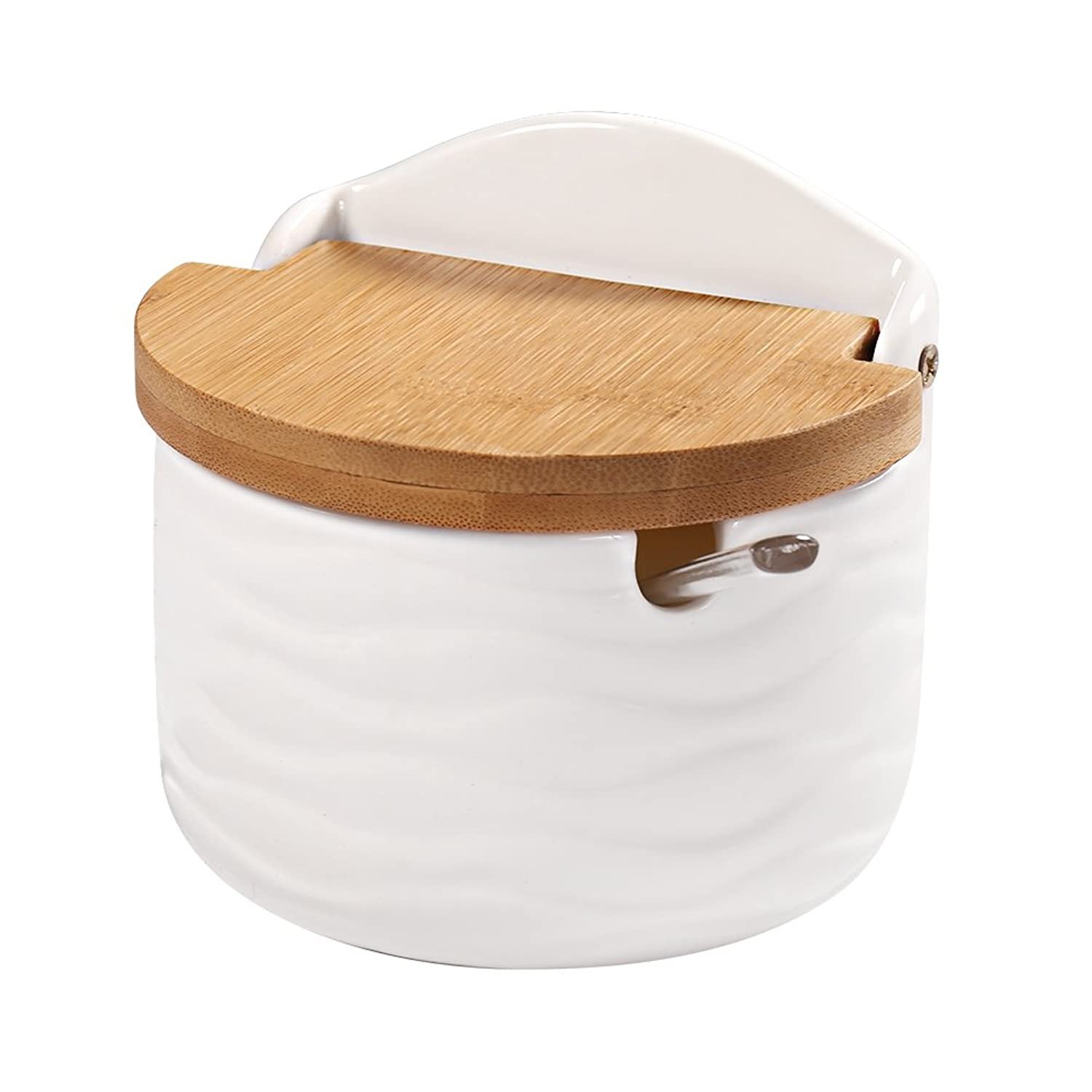 Sugar Bowl， Ceramic Sugar Bowl With Sugar Spoon And Bamboo Lid For Home And Kitchen - Mod