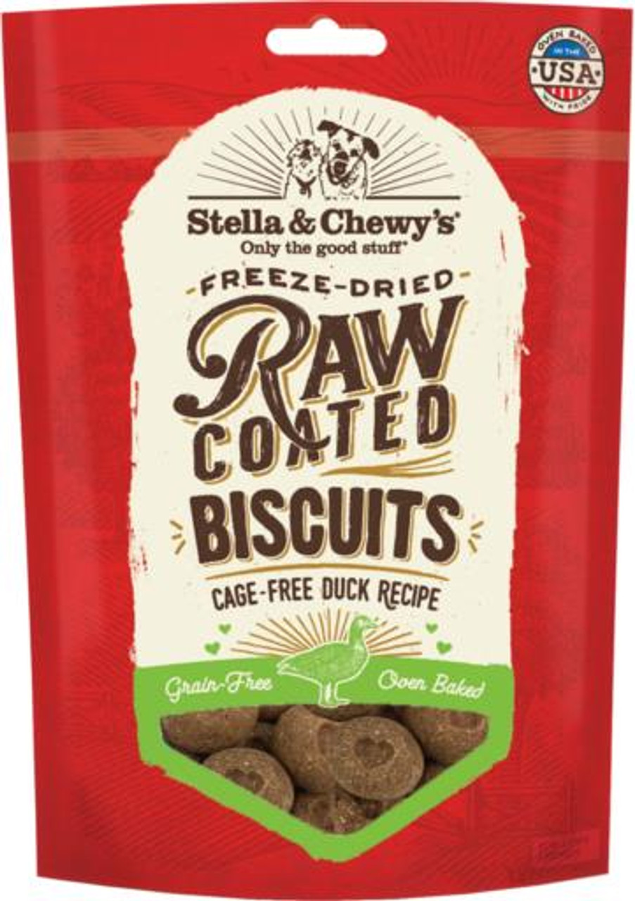 Stella and Chewy's Freeze-Dried Raw Coated Cage-Free Duck Dog Biscuits， 9 Oz.