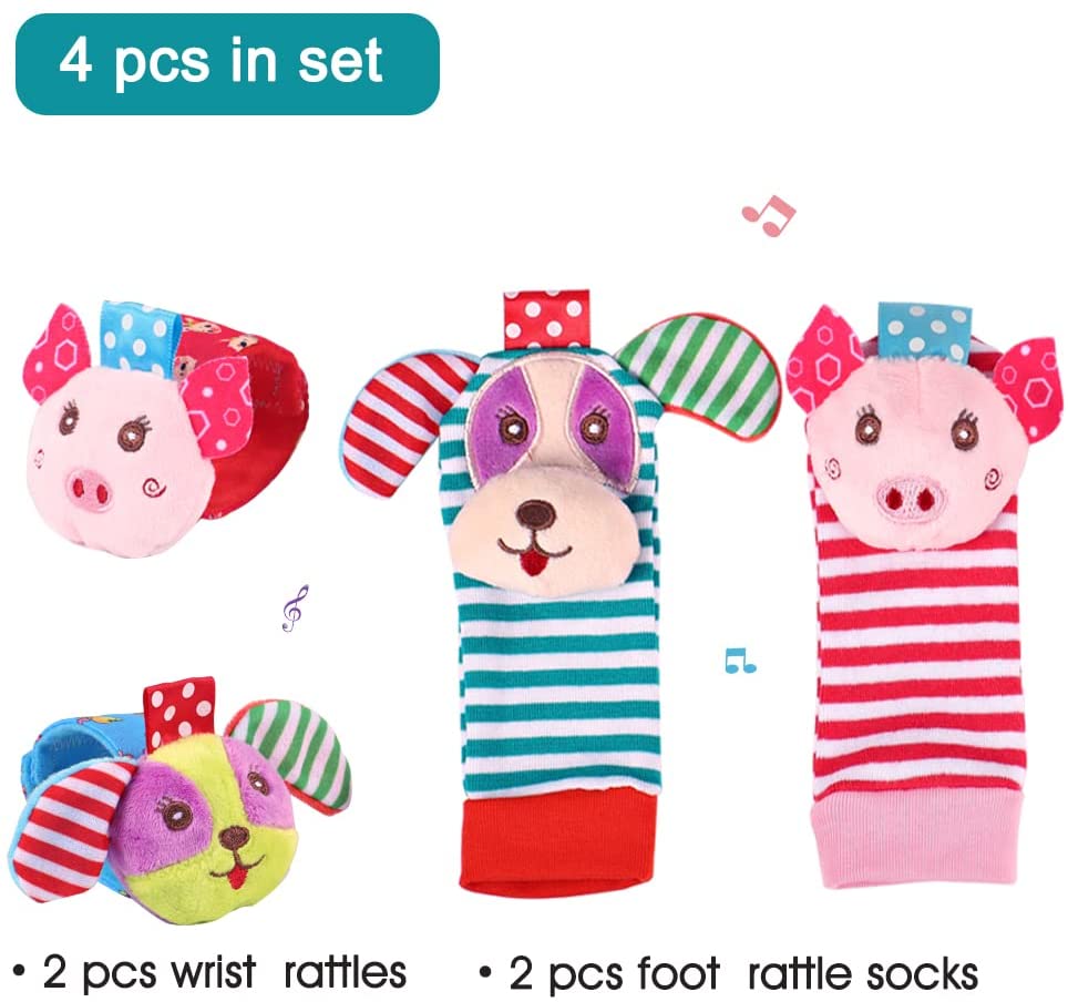 Baby Wrist Rattles Toys for Babies 0-6 Months， ， Baby Rattle Socks for Newborn Gift