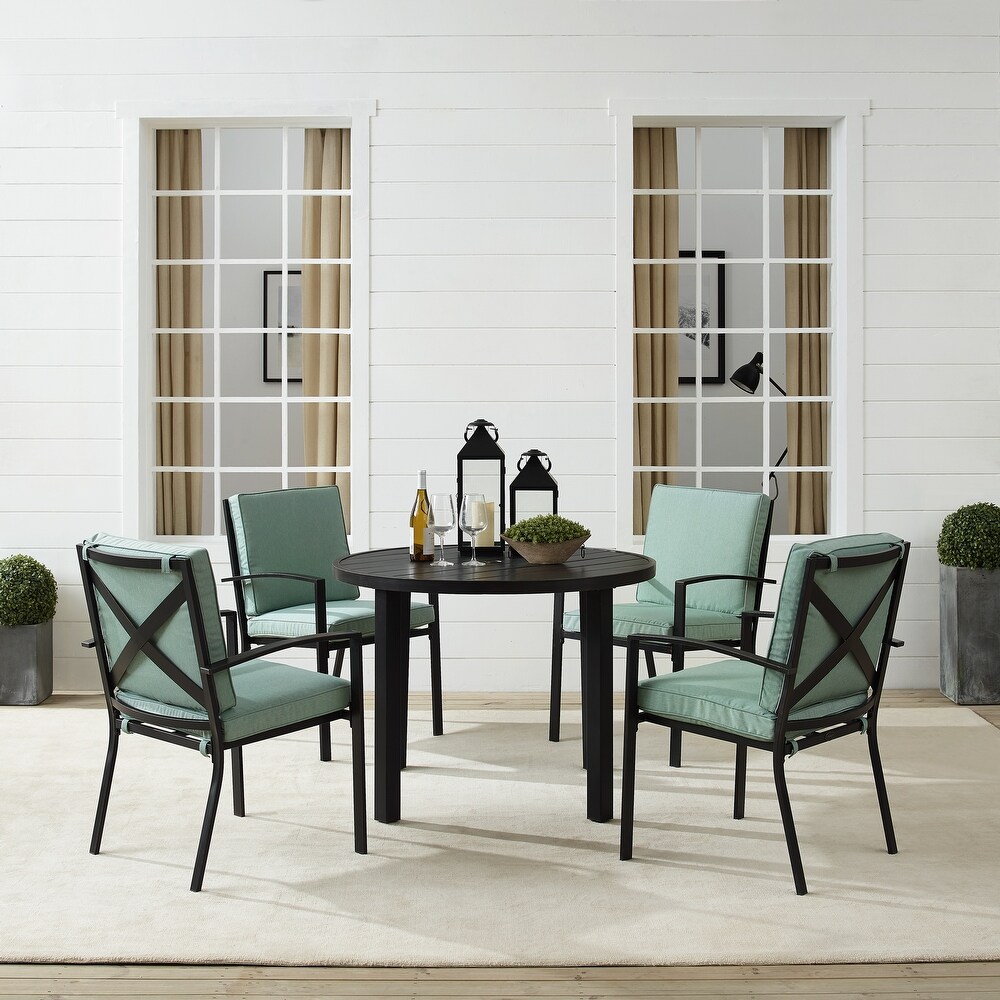 Kaplan 5Pc Outdoor Metal Round Dining Set  Table   4 Chairs