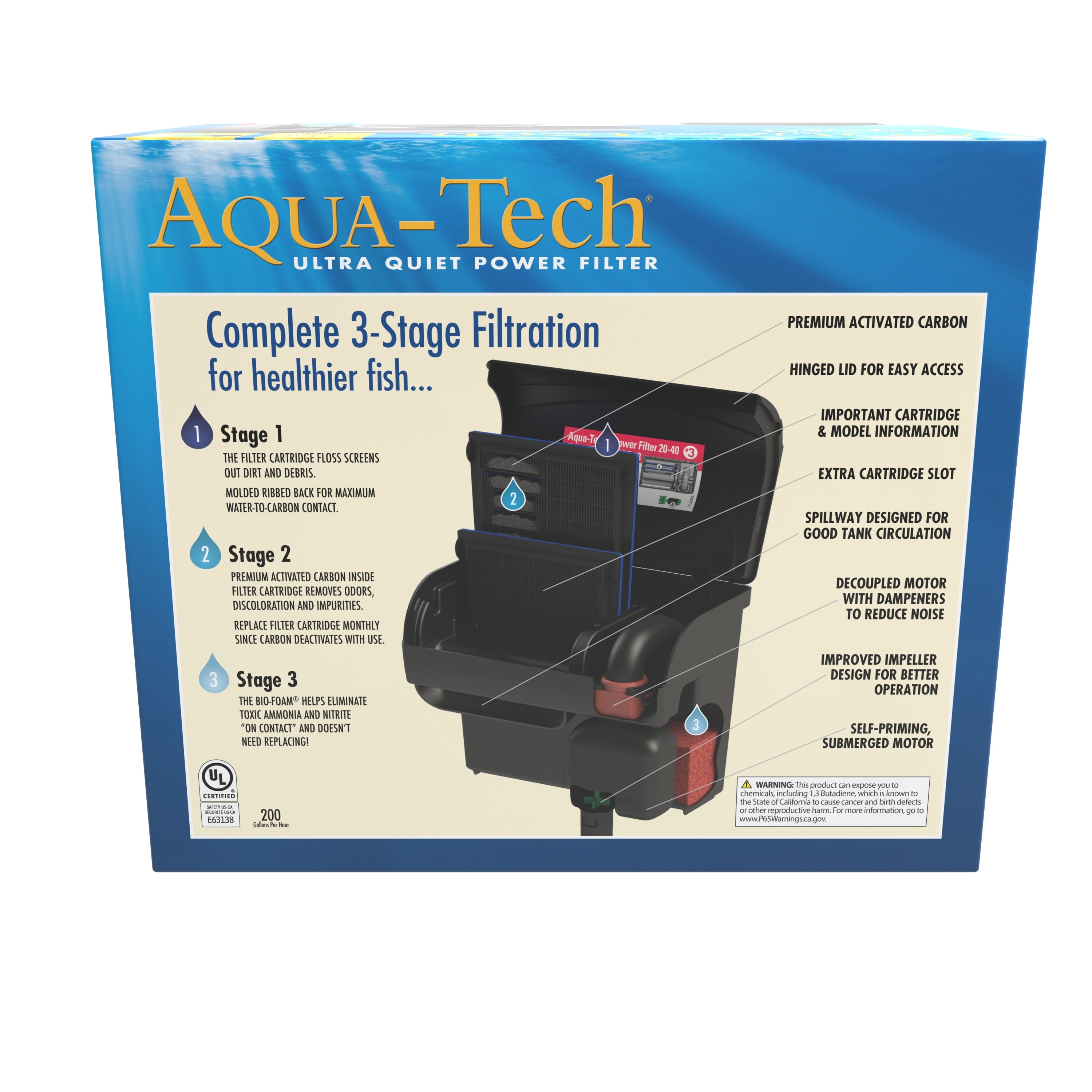 AquaTech Filter for Aquariums， 20-40 gallon tanks