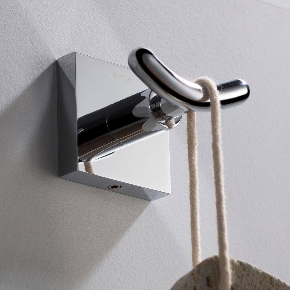 KRAUS Ventus Bathroom Robe and Towel Double Hook in Chrome KEA-17702CH