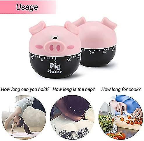 3pcs Kitchen Timer， Cute Cartoon Pig Cooking Timer Cooking Mechanical Study Timer Home Decor Counter