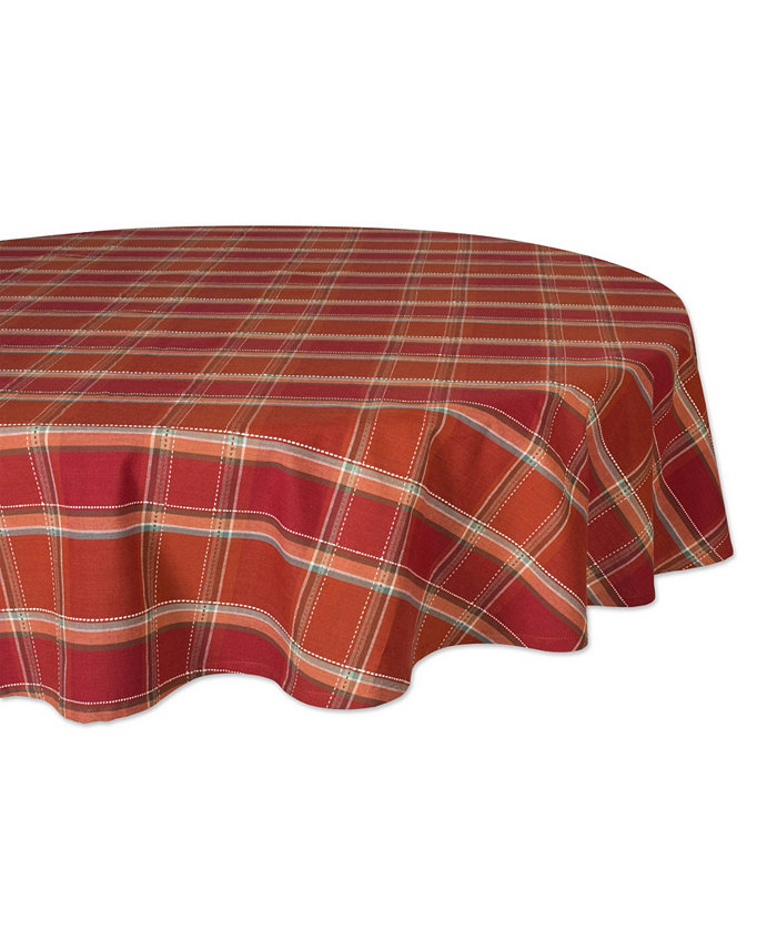 Design Imports Autumn Spice Plaid Tablecloth