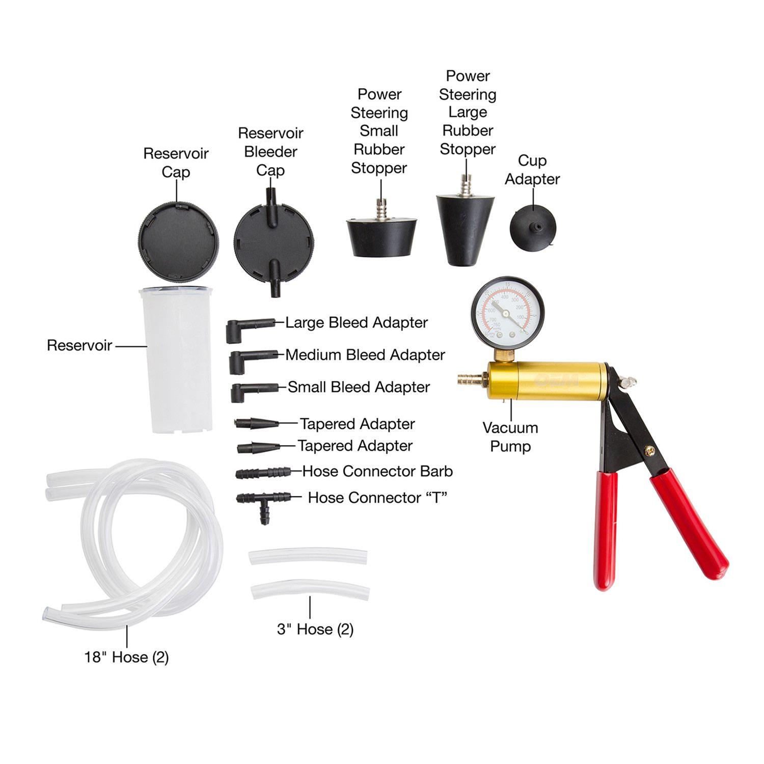 OEMTools 27070 OEM Automotive Tools Brake Bleeder， Steering Pump Bleeder， and Vacuum Pump Test Kits