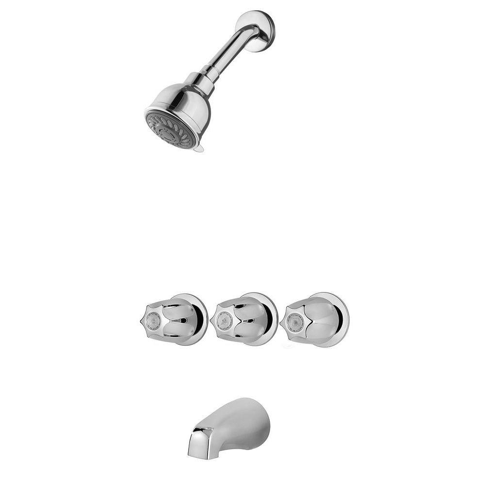 Pfister Bedford 3-Handle 3-Spray Tub and Shower Faucet in Polished Chrome (Valve Included) 801-WS-2BDCC