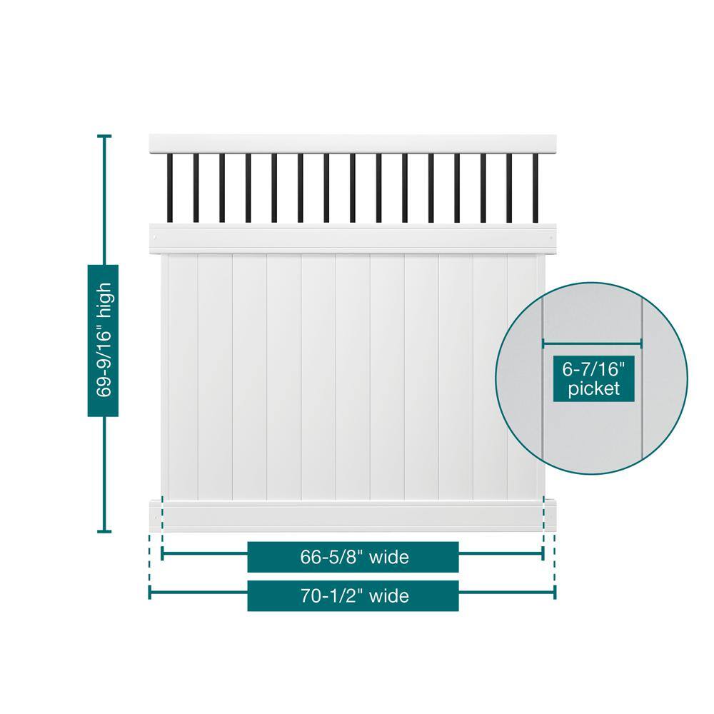 Veranda Pro Series 6 ft. x 6 ft. Woodbridge Baluster Top Unassembled Vinyl Fence Panel 246062