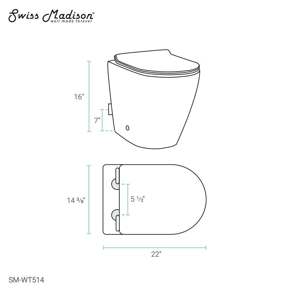 Swiss Madison St. Tropez Elongated Toilet Bowl Only in Glossy White SM-WT514