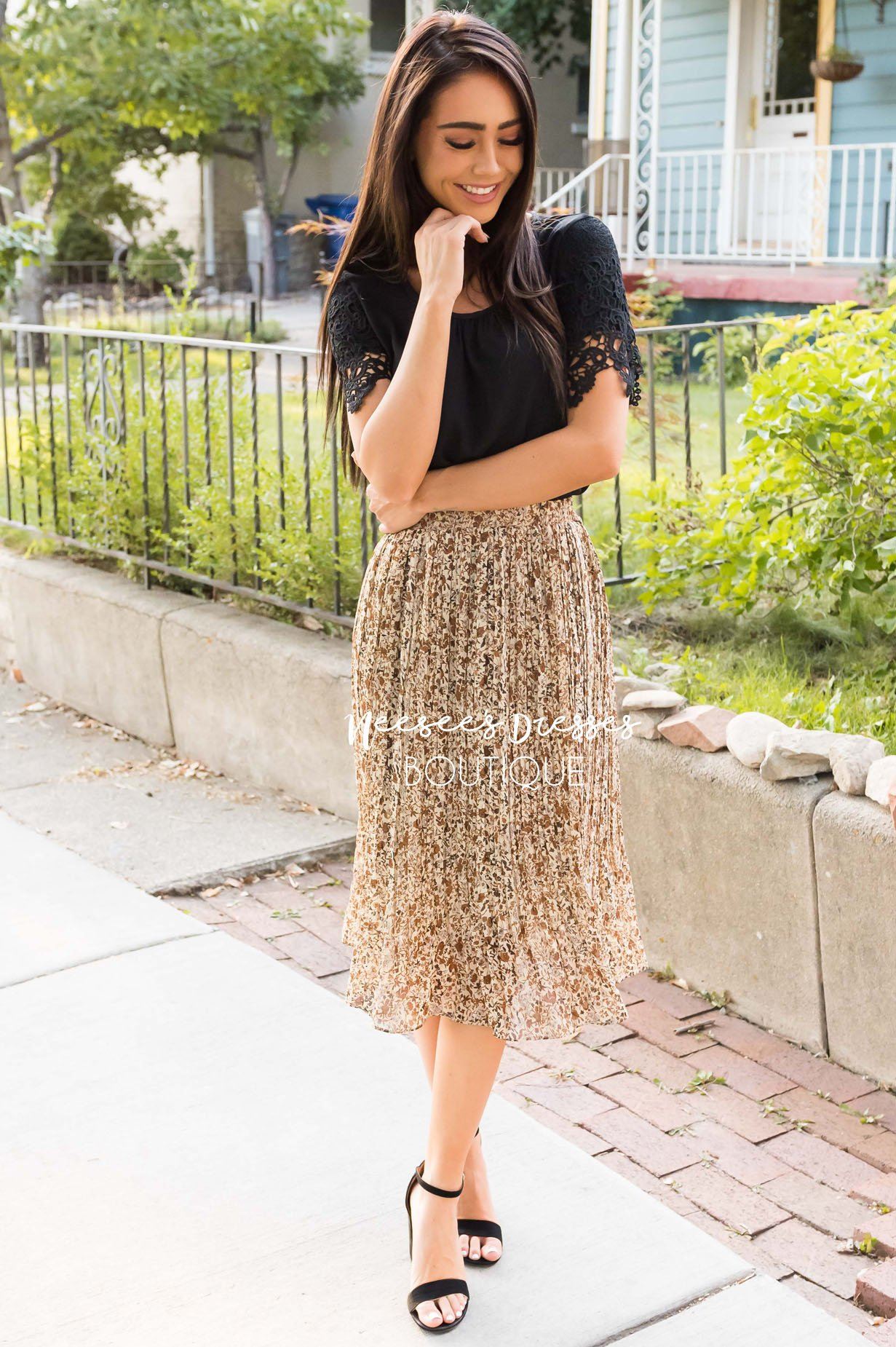 Fall Blooms Modest Pleat Skirt