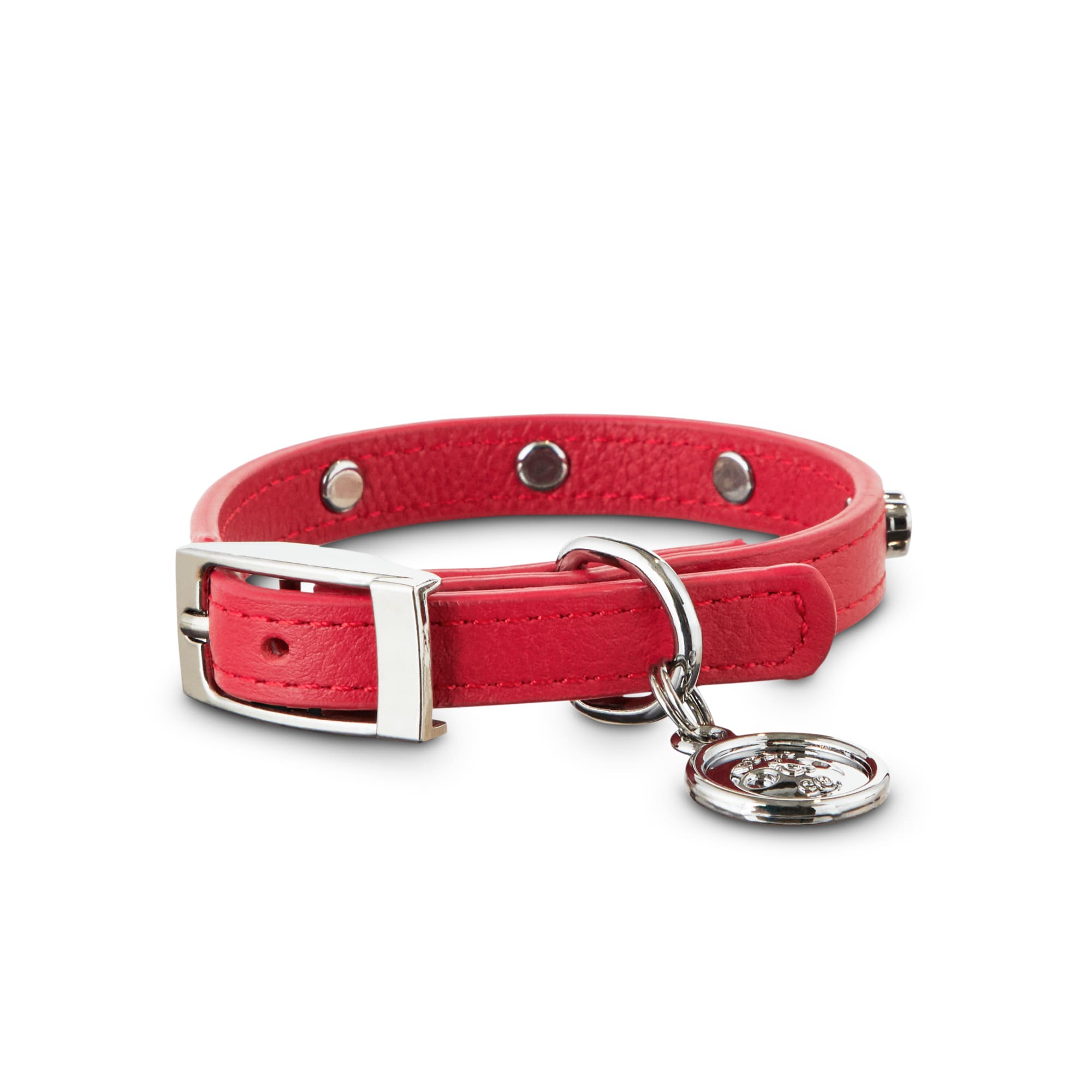 Bond  Co. All Heart Red Leather Dog Collar， X-Small/Small