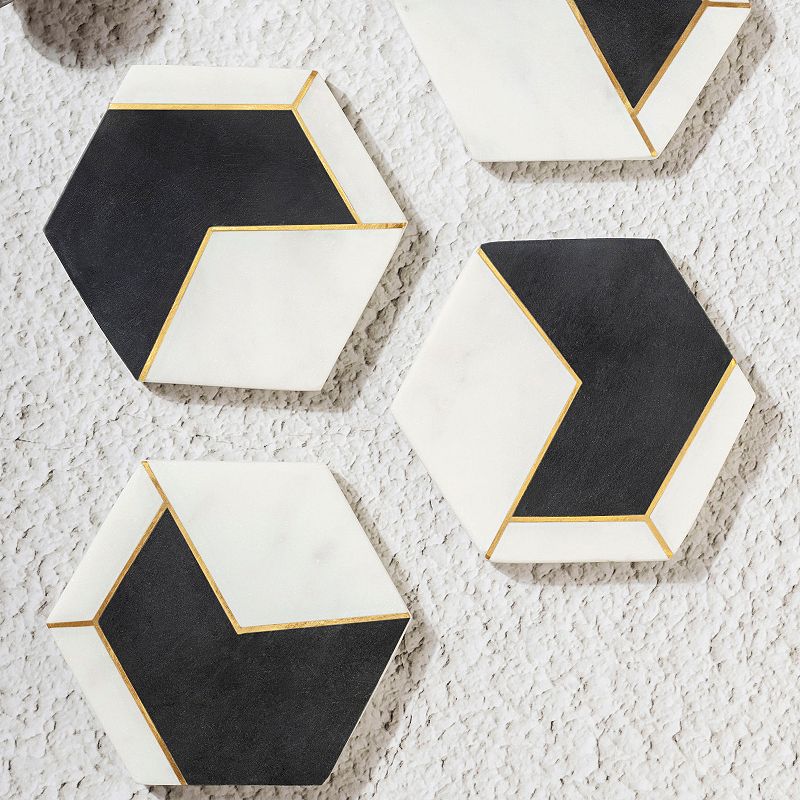 Dakota White Marble Coasters， Set of 4