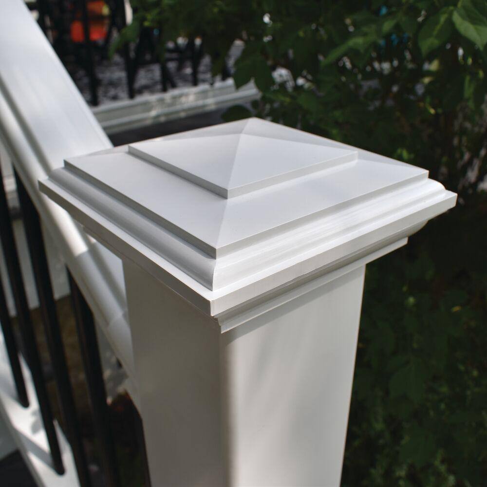 Veranda 4 in. x 4 in. White New England Post Cap with Glue 73031272