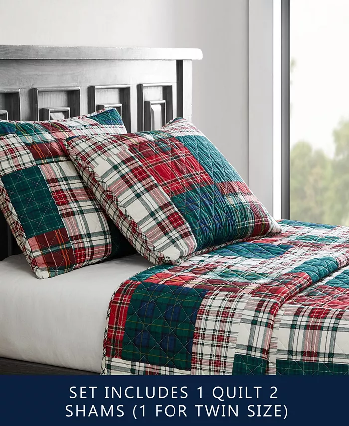 Nautica Emmet Patchwork Cotton Reversible 2 Piece Quilt Set， Twin