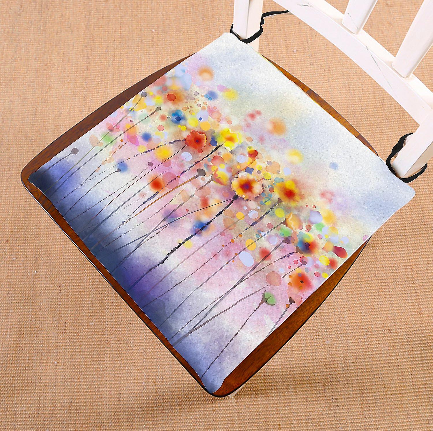 Watercolor Flower Chair Pad， Flowers In Soft Colors And Floral Design Blurred Style Seat Cushion Chair Cushion Floor Cushion 45x45 Cm