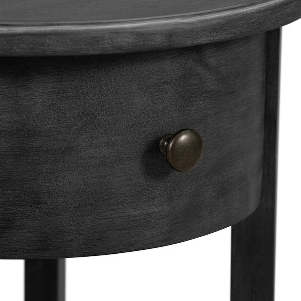 Finch James Round Wooden Accent Side Table with 1 Drawer