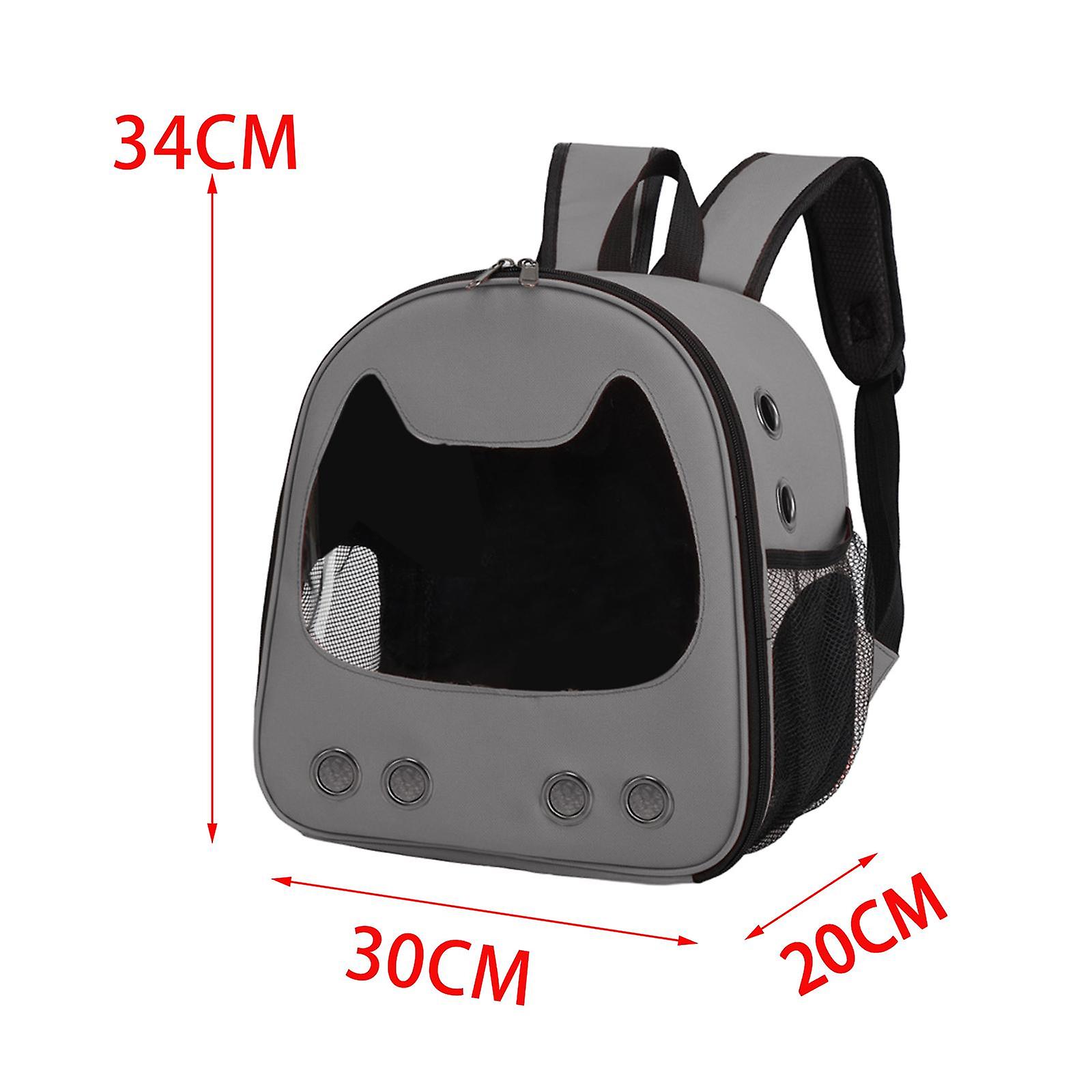 Pet Carrier With Side Pocket Cat Backpack For Traveling Hiking Fishing Gray