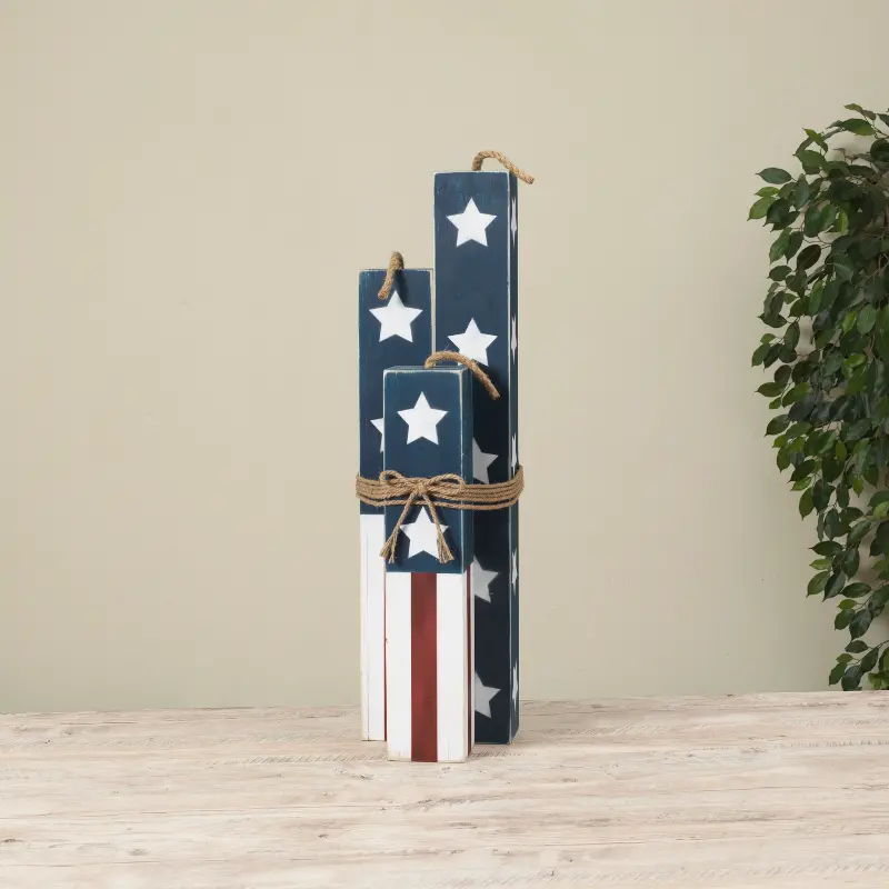 Wood American Firework Decor