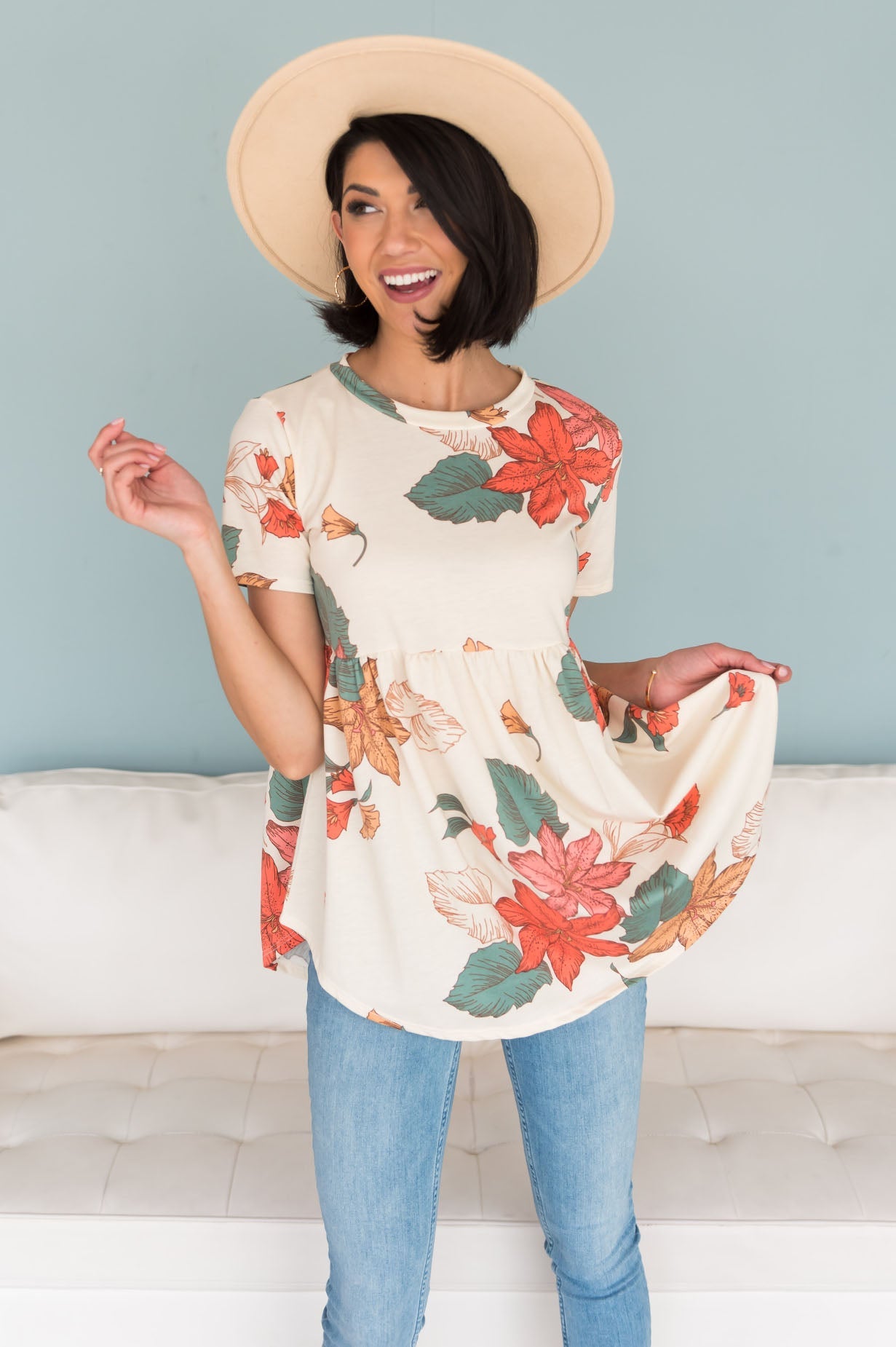 Breezy Floral Modest Babydoll Top