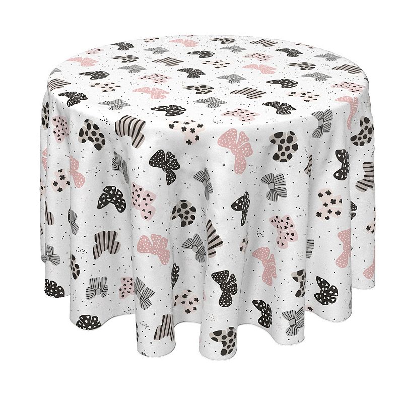 Round Tablecloth， 100% Polyester， 90 Round， Patterned Bows