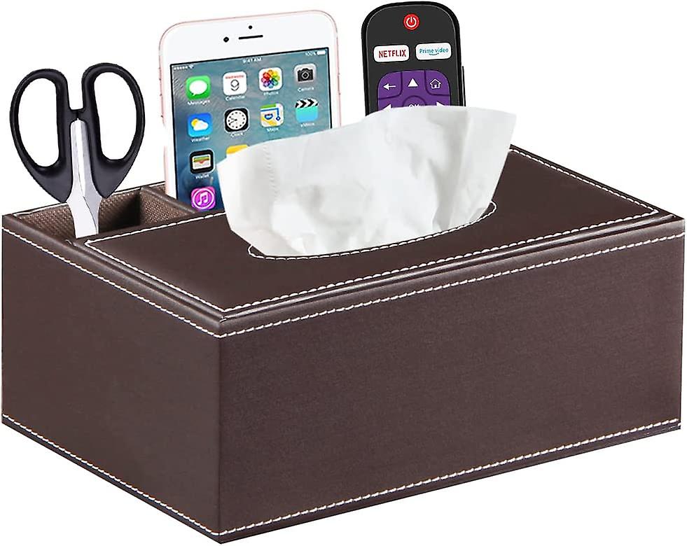 Tissue Box Cover Holder， Pu Leather Multifunctional Nightstand Organizer For Bathroom/ Bedroom/ Living Room， Rectangular Nakpkin Pumping Dryer Sheet D