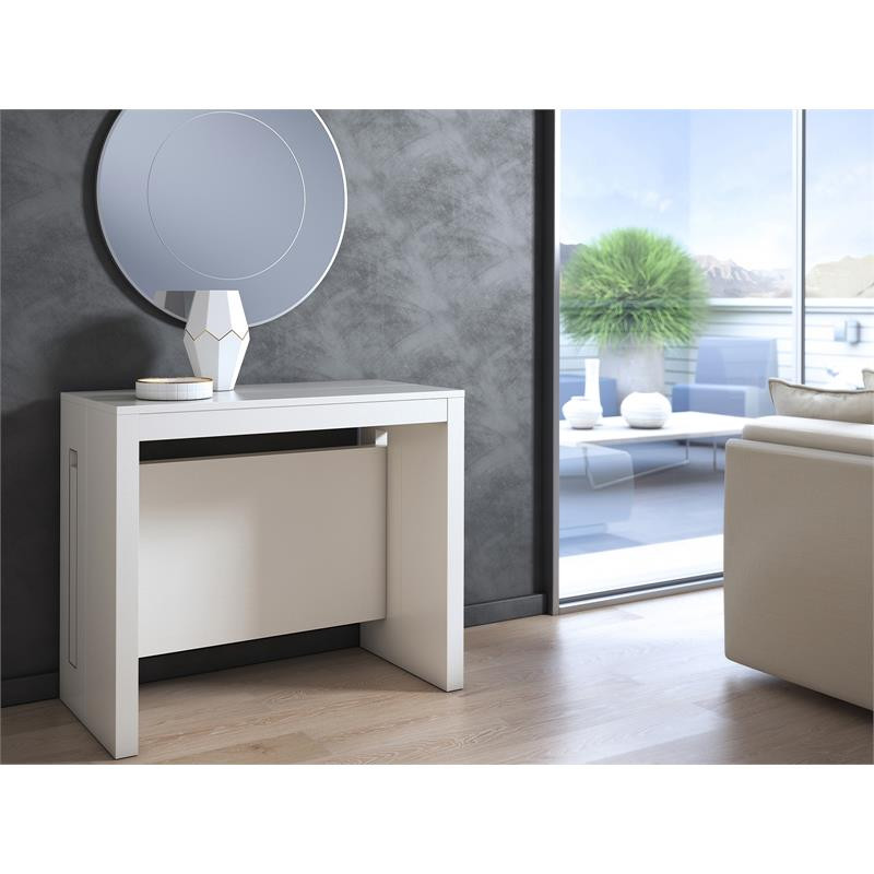 Modern Elasto Engineered Wood Italian Extendable Console Table in White   Transitional   Console Tables   by GwG Outlet  Houzz