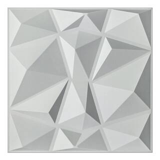 Art3dwallpanels Wall panel 19.7 in. x 19.7 in. 32 sq. ft. White Diamond PVC 3D Wall Panels (Pack of 12-Tiles) T100H38P12W