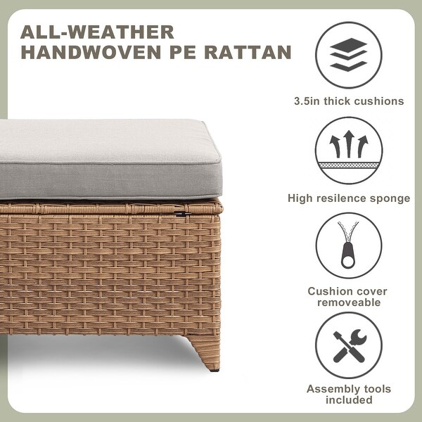 Wicker Rattan Ottoman Outdoor Patio Ottoman