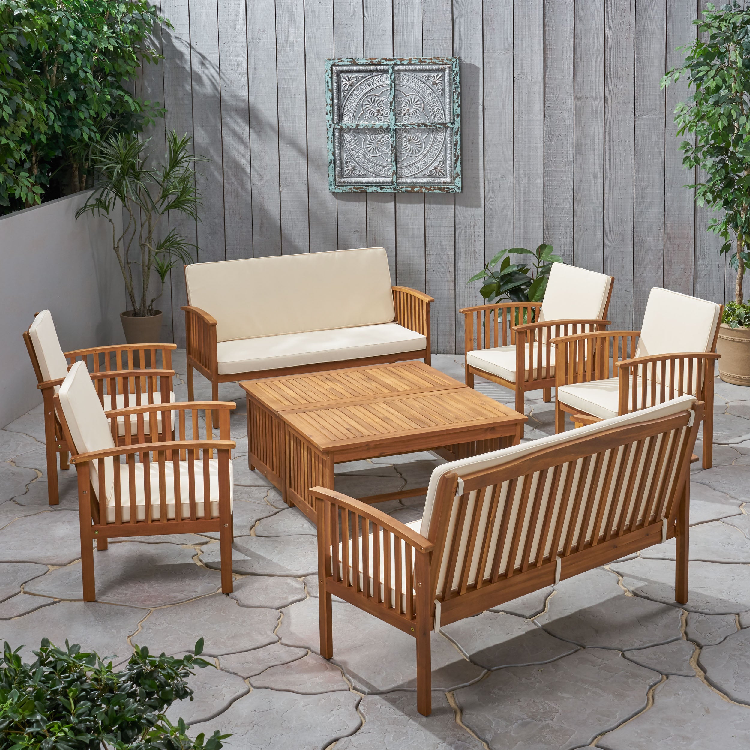 Cape Town Acacia Wood Outdoor Sofa Set