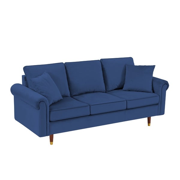 3 Seater Velvet Sofa with 2 Pillows