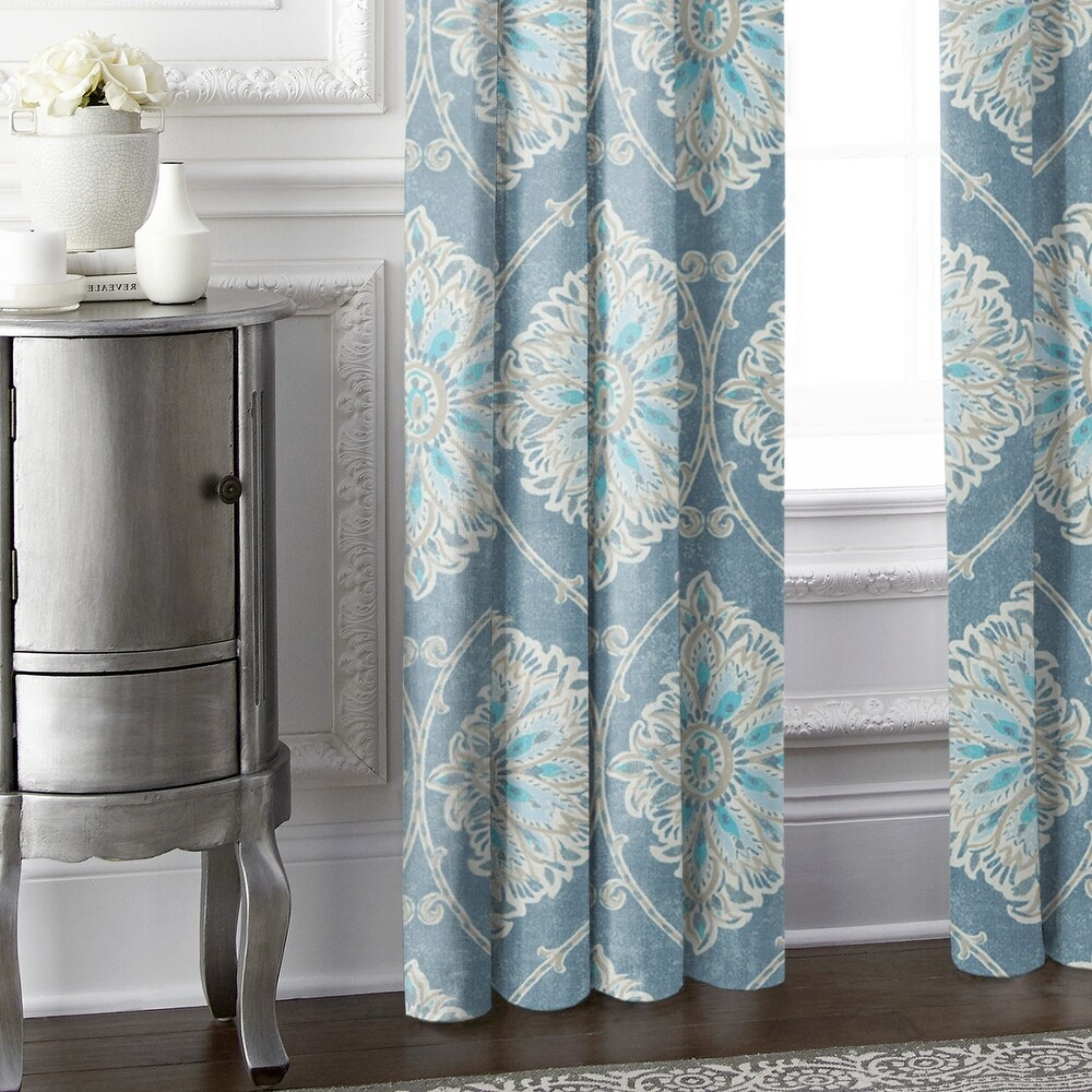 Bellamy Blue Pinch Pleat Drapery Panel   Pair   N/A