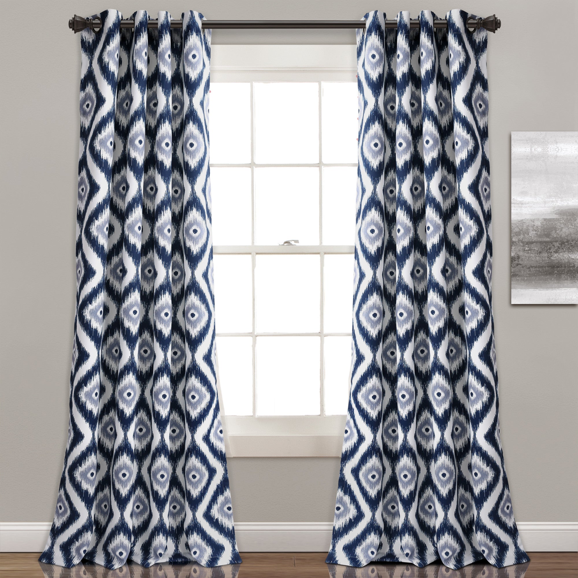 Diamond Ikat Room Darkening Window Curtain Set