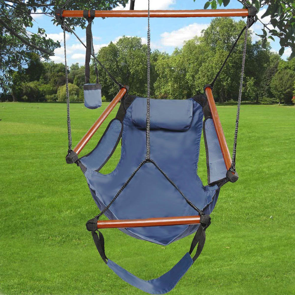 Zimtown Portable Hammock Rope Chair Cacolet Hanging Swing Outdoor Seat Patio Porch Garden Beach Camping Wood