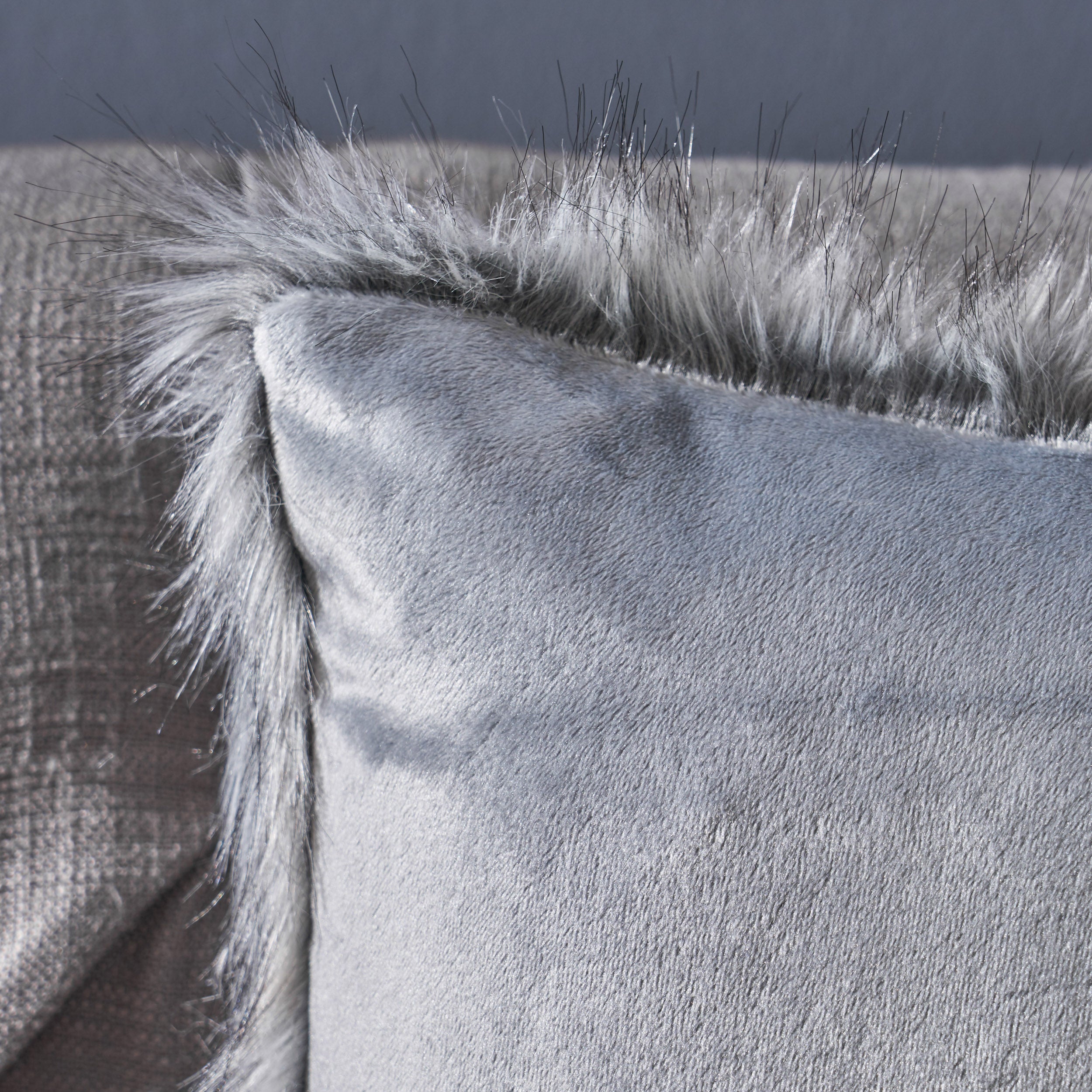 Laraine Furry GlamDark Grey and Light Grey Streak Faux Fur Throw Pillow