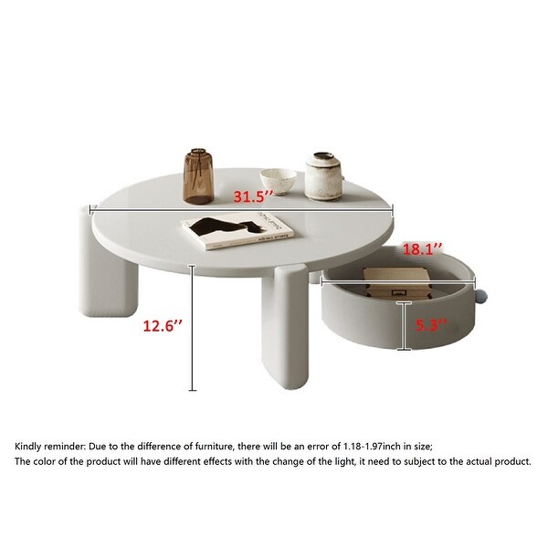 JASIWAY Round Coffee Table with Storage