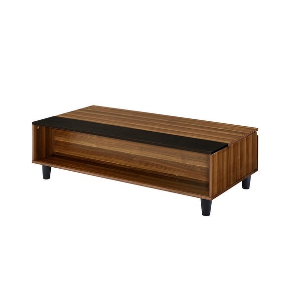 Walnut Solid Wood Lift Top Coffee Table with Storage|Walnut