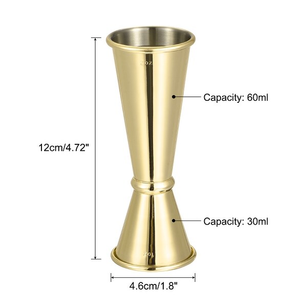 1oz/2oz Stainless Steel Cocktail Jigger Shot Glass Measuring Cup - 12cm x 4.6cm