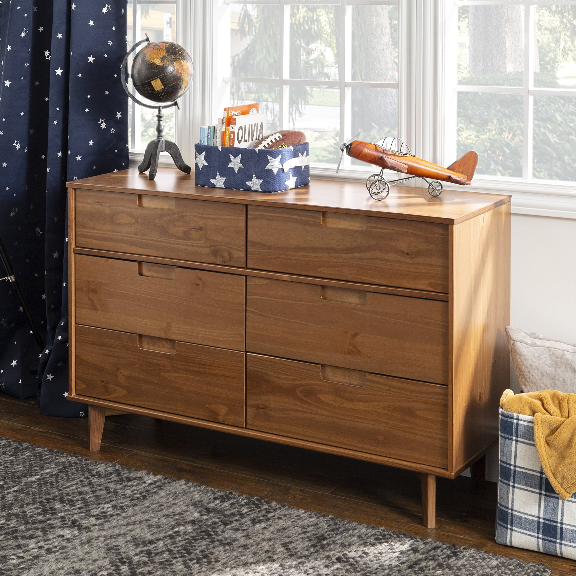 Manor Park Sonoma 6-Drawer Solid Wood Caramel Dresser