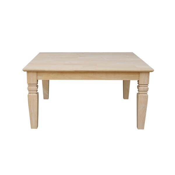 Unfinished Solid Parawood Square Coffee Table