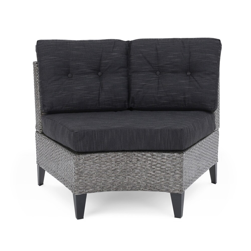 Baltaire Outdoor Round 8 Seater Wicker Sectional Set with Fire Pit and Tank Holder by Christopher Knight Home