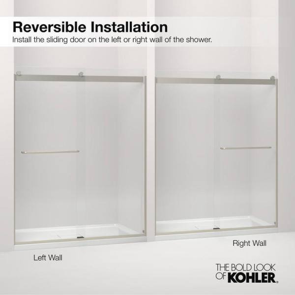 KOHLER Pleat 59.625 in. x 63.5625 in. Frameless Sliding Bathtub Door in Matte Black with Crystal Clear Glass K-707602-8L-BL